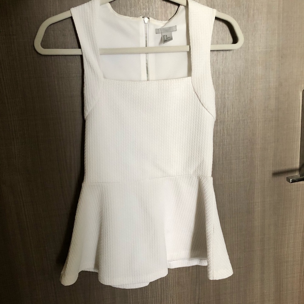 H&M textured white peplum top XS